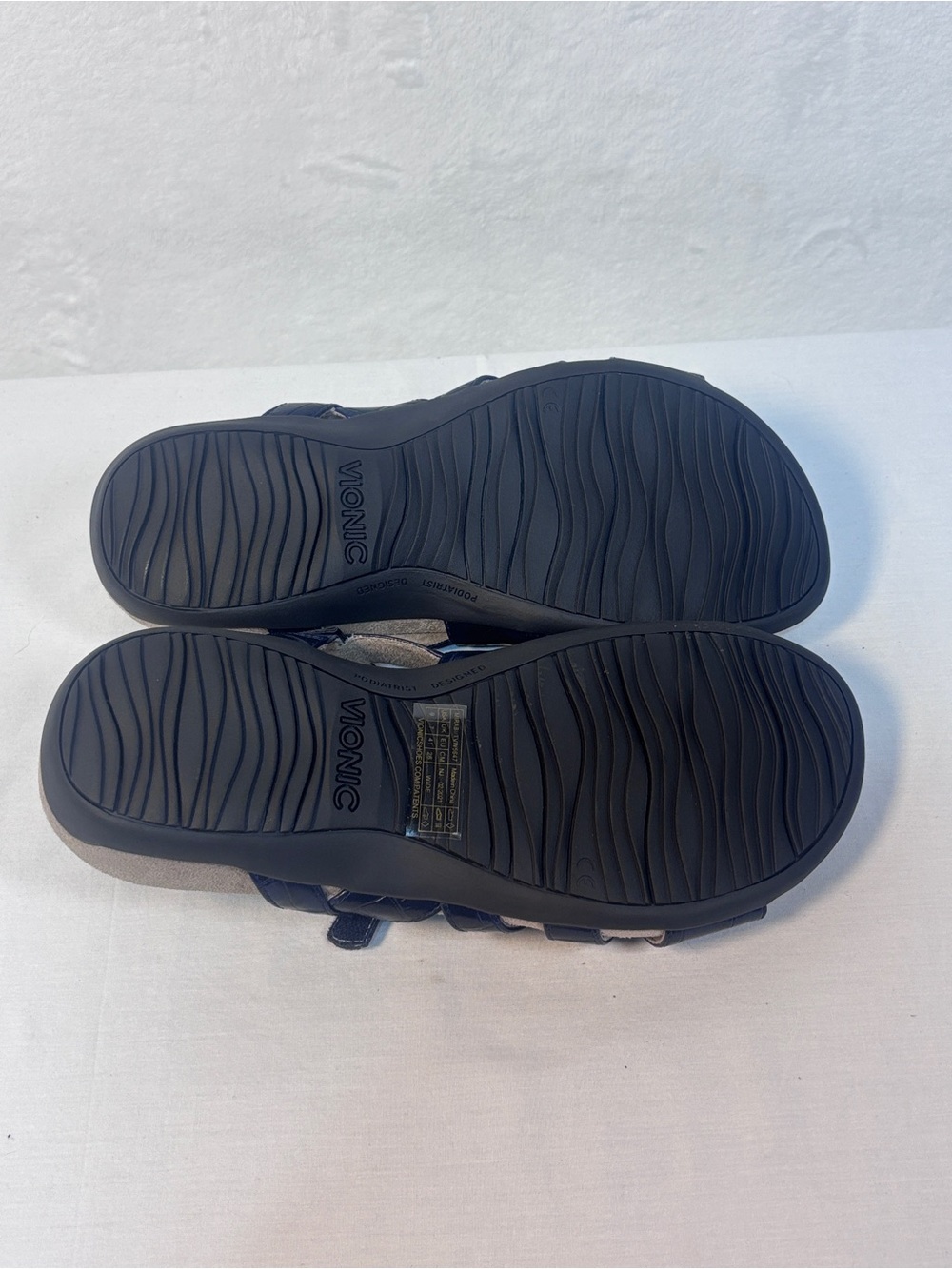 Vionic Mirabi Croco Embossed Adjustable Straps Sandals Navy Blue Sz 9 New - Picture 5 of 6